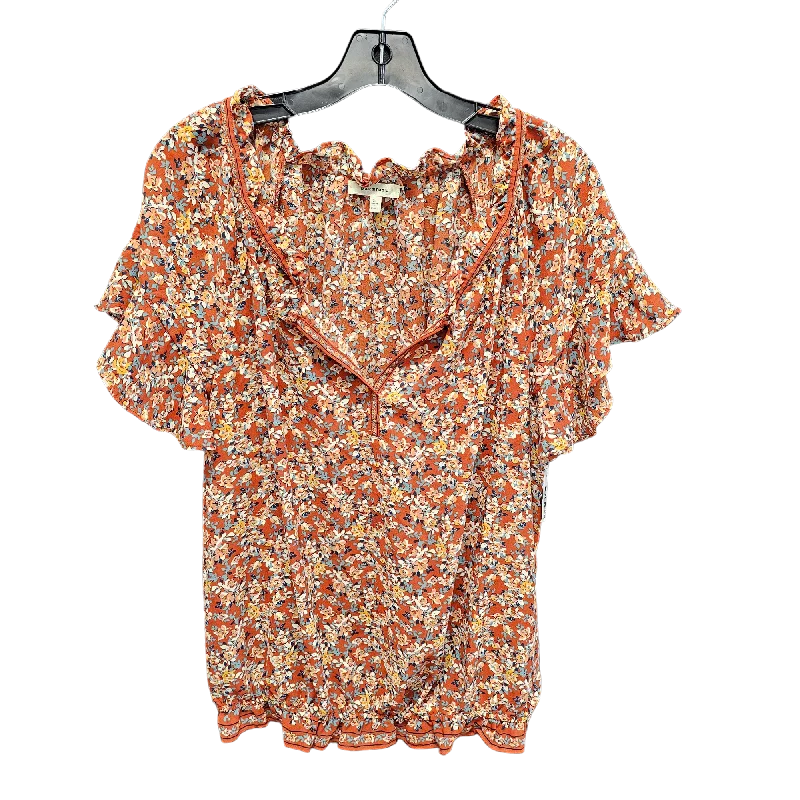 Floral Print Top Short Sleeve Max Studio, Size Xl