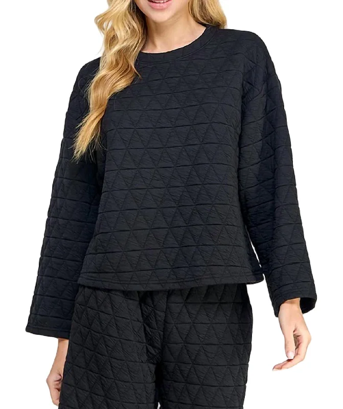 Long Sleeve Quilted Top - Reg/curvy In Black