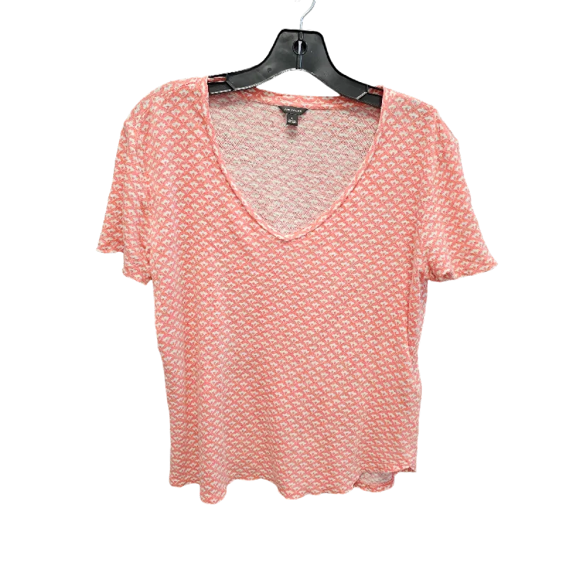 Pink & White Top Short Sleeve Ann Taylor, Size L