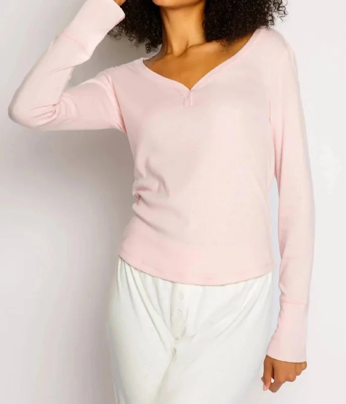 Pointelle Hearts Top In Pink Dream