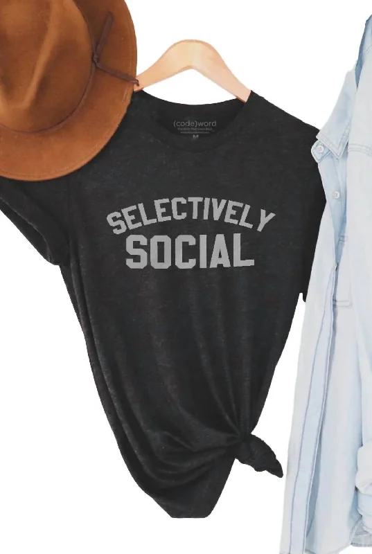 Women's Selectively Social Tee In Heather Charcoal