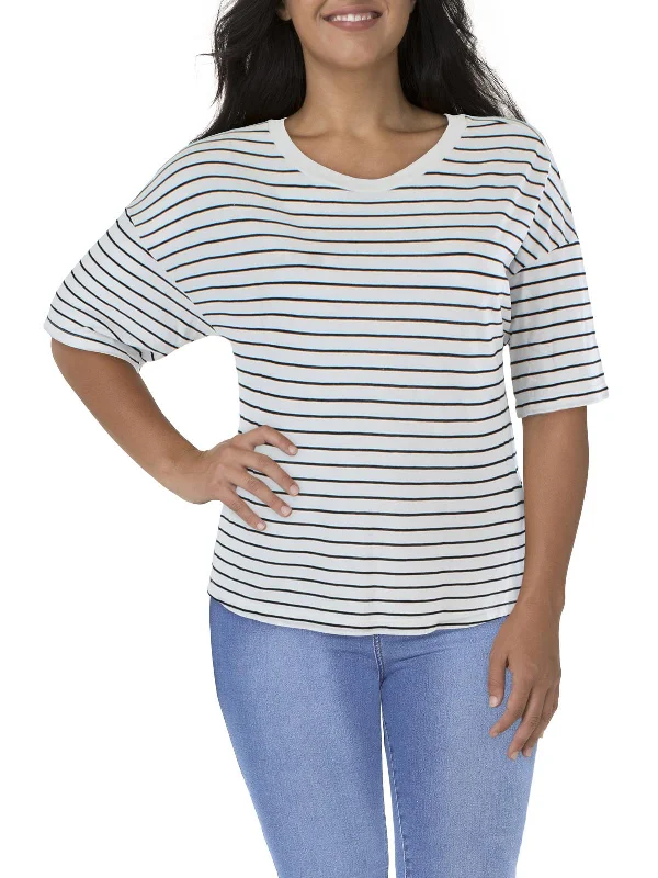 Womens Striped Crew Neck T-Shirt