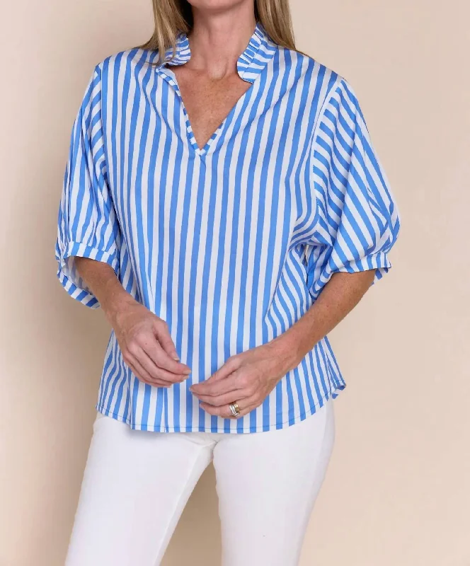 Adele Blouse In Blue Stripe