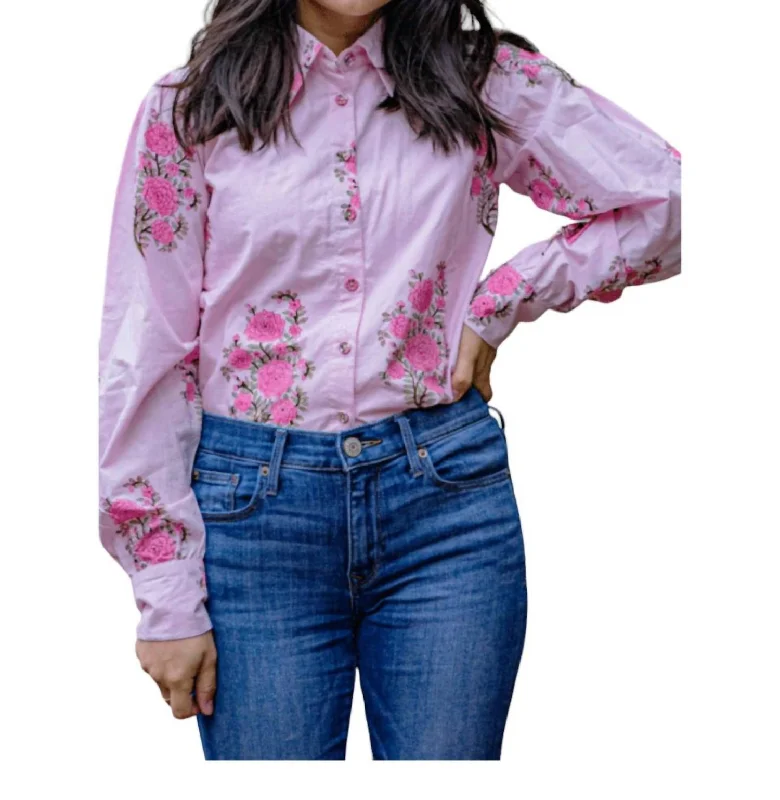 Heather Azores Blouse In Pink Floral