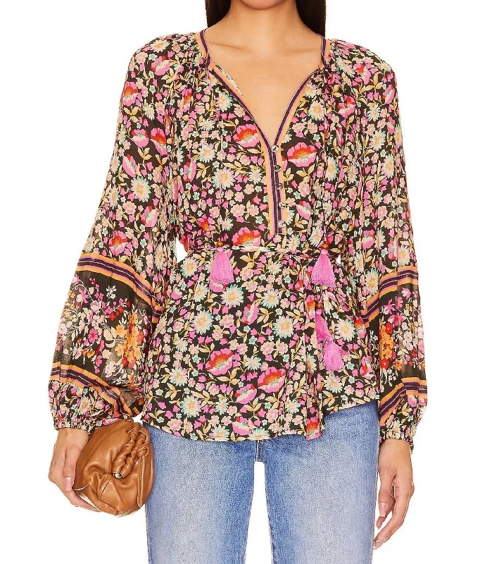 Impala Lily Tie Top Blouse In Night Blossom