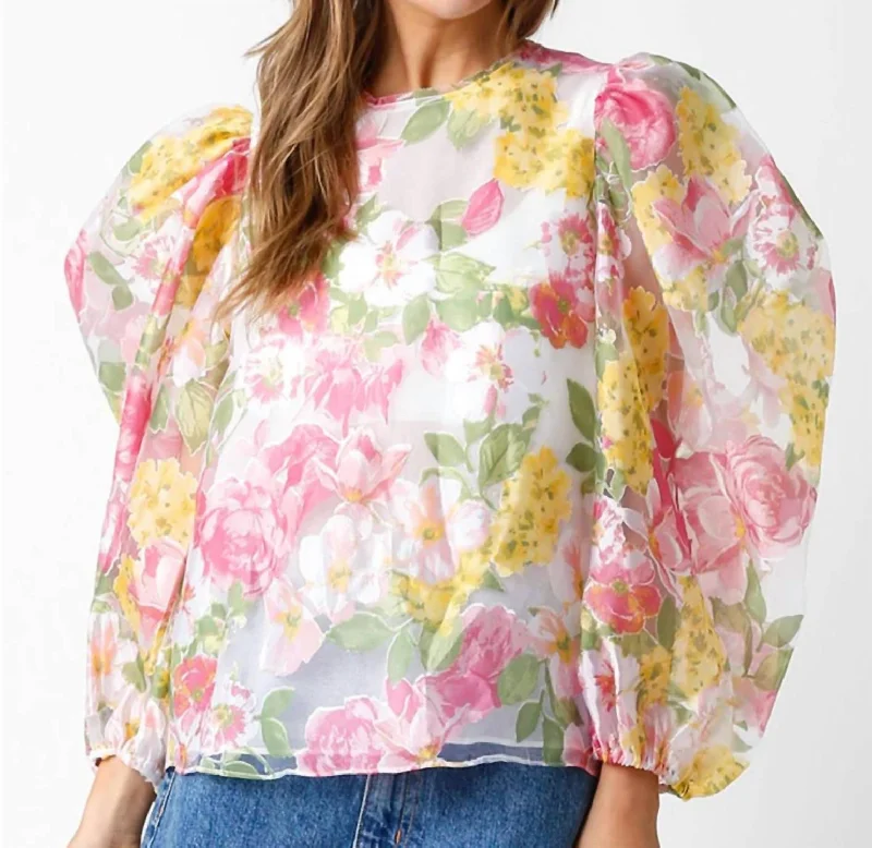 Lola Organza Blouse In Floral