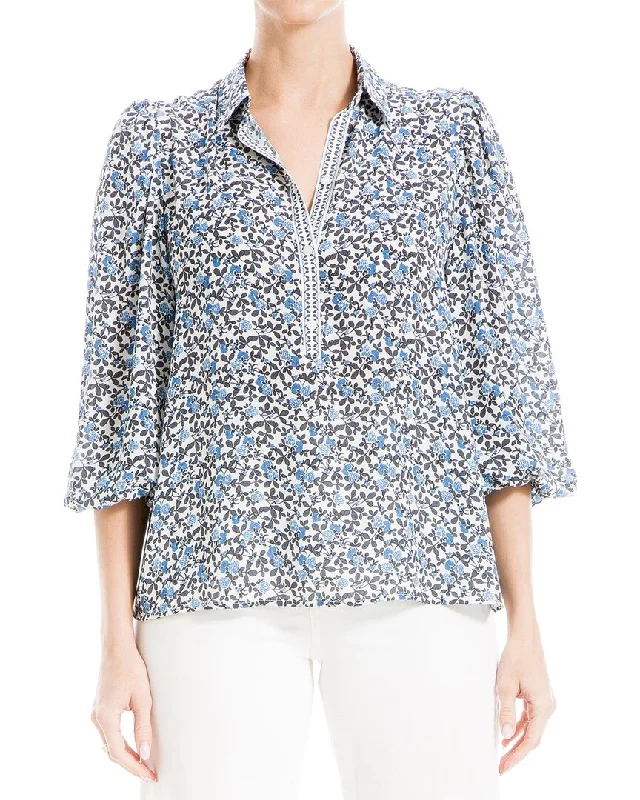 Max Studio 3/4-Bubble Sleeve Blouse