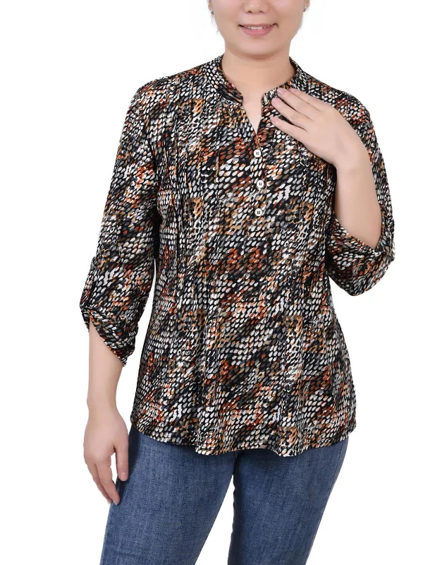 Petites Womens Office Professional Blouse