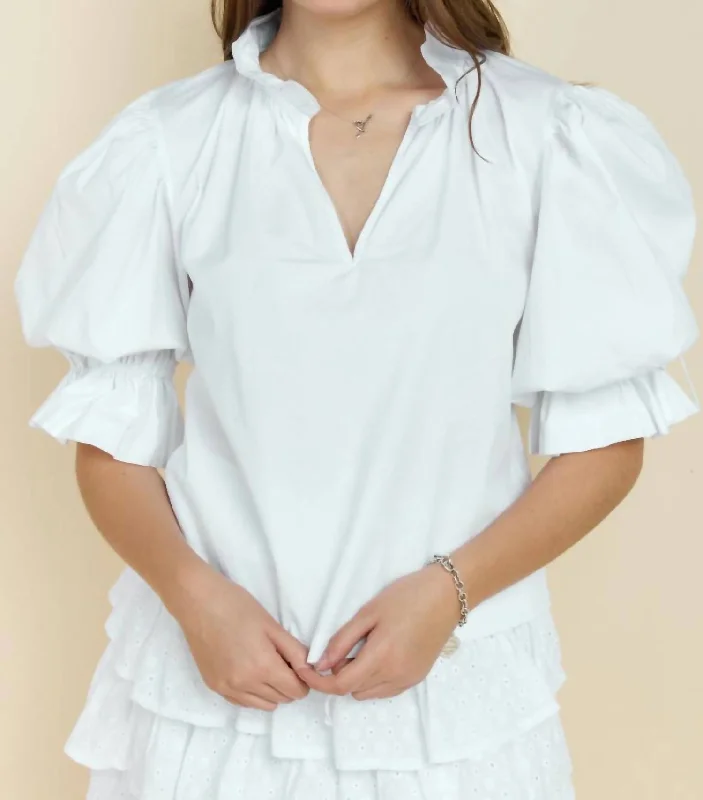 Remy Statement Sleeve Blouse In White