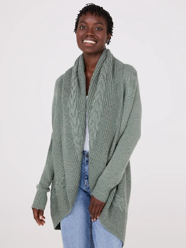 Cable Knit Shawl Cocoon Cardigan