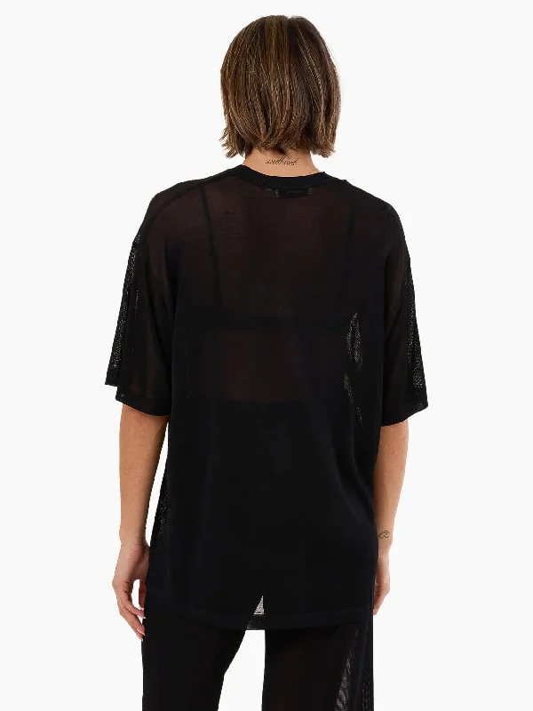 Anais Knit Oversize Tee - Black