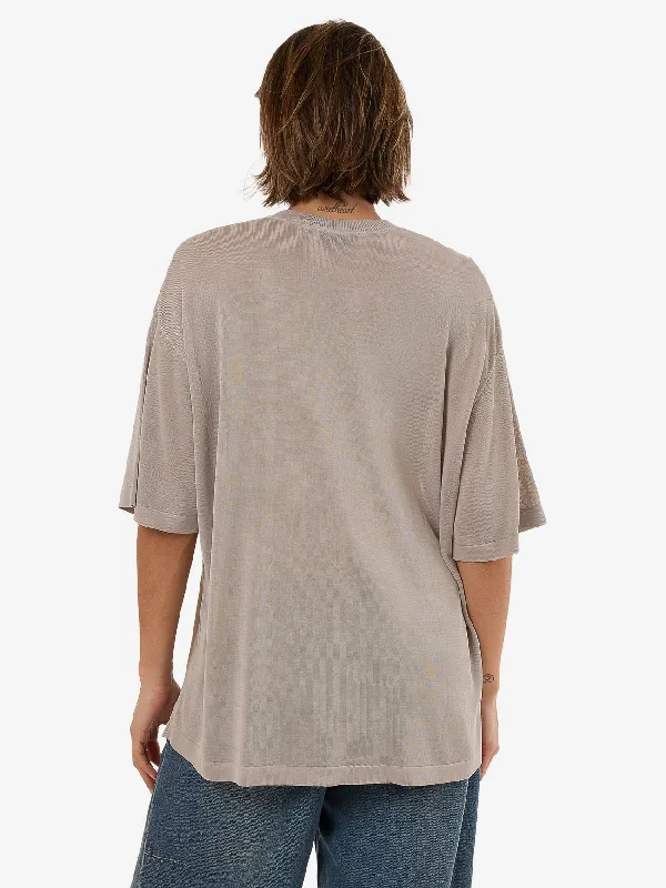 Anais Knit Oversize Tee - Oyster Grey