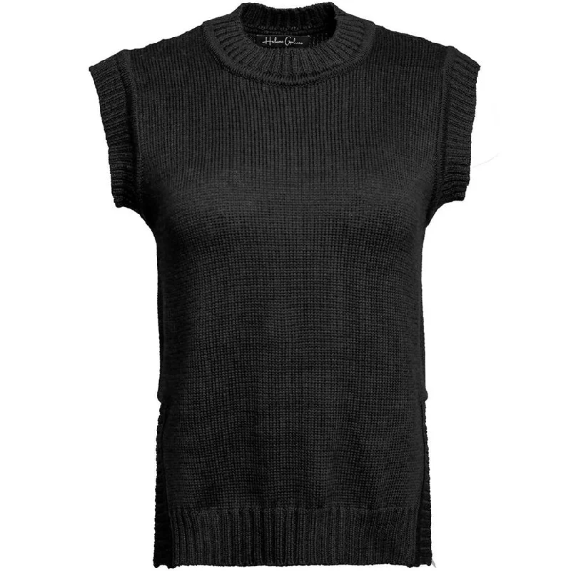 BLACK FINE KNIT VEST 