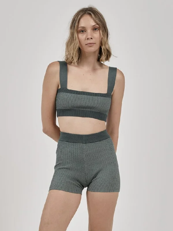 Love Me Not Knit Crop - Mallard Green