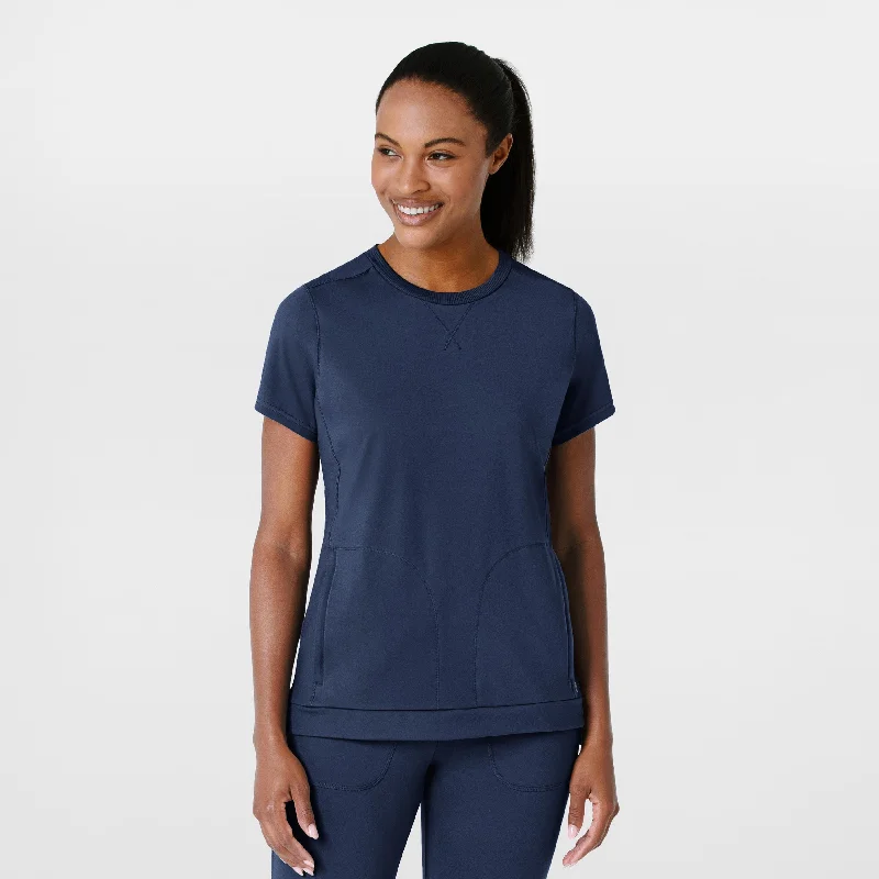 RENEW Knit Women's Flex-n-Reach Crew Neck Scrub Top - Navy