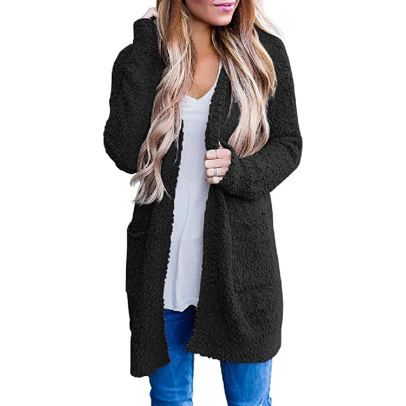 Women's Long Sleeve Soft Chunky Knit Sweater Coat