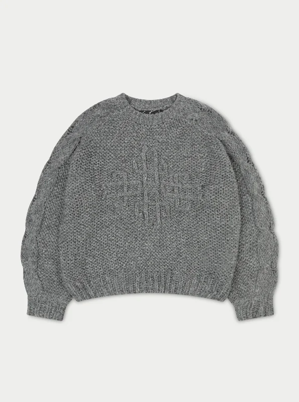 EMBLEM OVERSIZED KNIT JUMPER - GREY