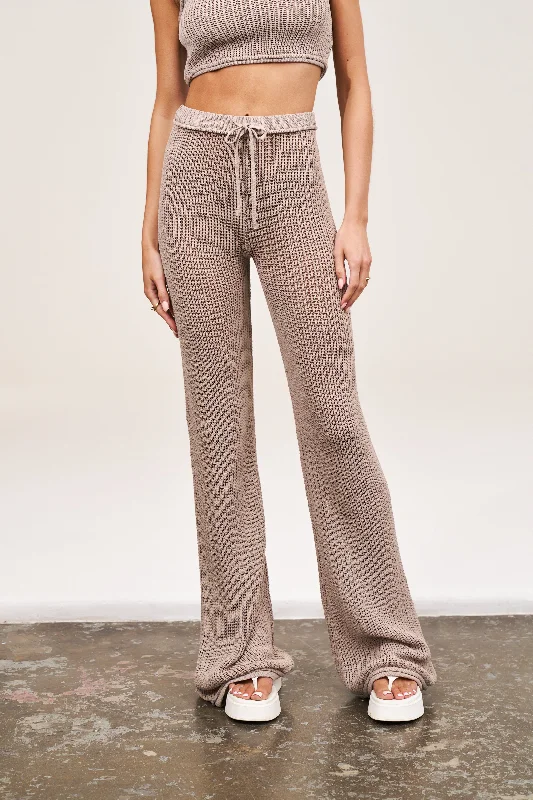 KNITTED TROUSERS - BEIGE