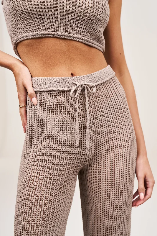 KNITTED TROUSERS - BEIGE