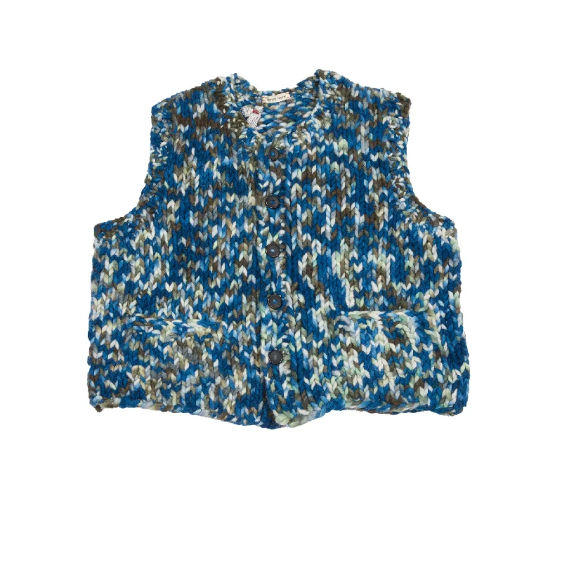 Runaway Bicycle Bobby Hand-Knitted Woolen Vest in Blue