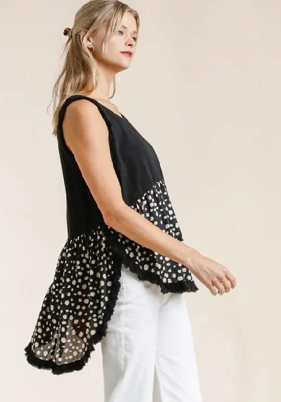 Fringed Dalmatian Top, Black