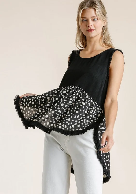 Fringed Dalmatian Top, Black