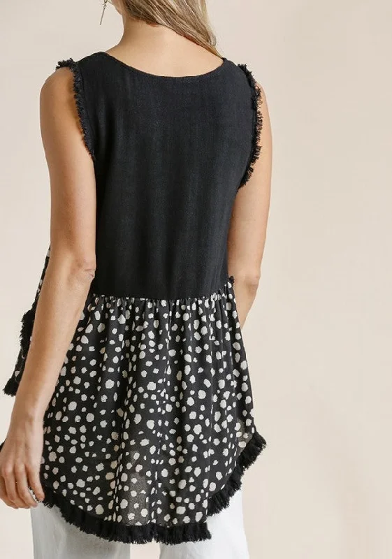 Fringed Dalmatian Top, Black