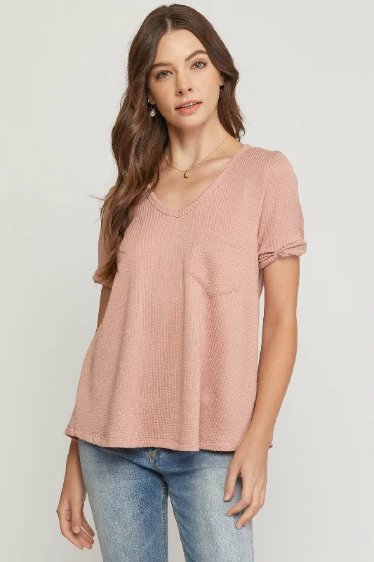 Mauve Textured Pocket Top