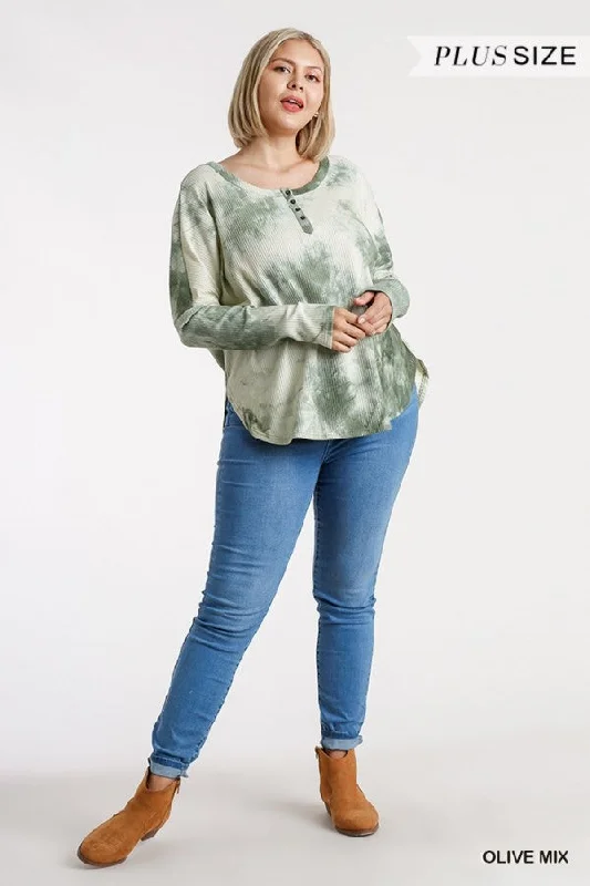 Tie Dye Ribbed Top, Olive