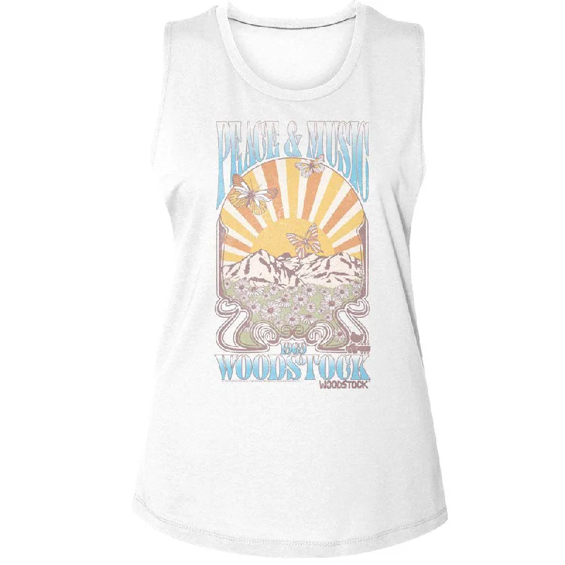 Woodstock Peace And Music Landscape Womens Tank