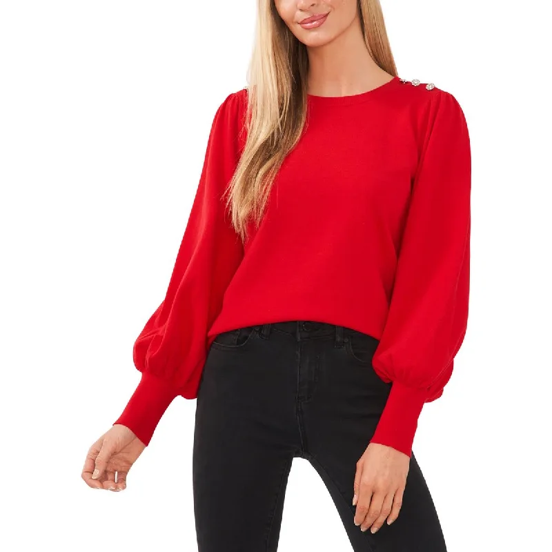 CeCe Womens Ribbed Trim  Knit Pullover Sweater