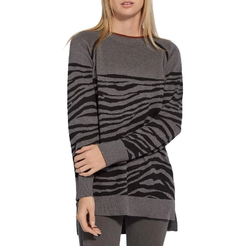 Lysse Womens Serene Autumn Knit Zebra Pullover Sweater