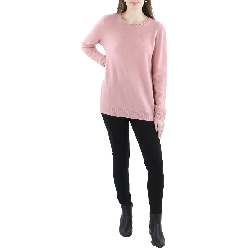 Private Label Womens Cashmere Ribbed Trim Pullover Sweater