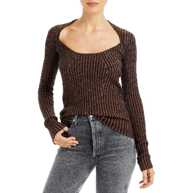 Proenza Schouler Womens Scoop Neck Ribbed Pullover Sweater