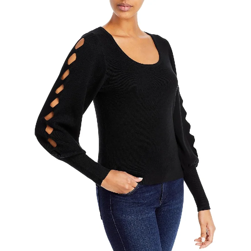 T Tahari Womens Cut-Out Ribbed Knit Pullover Sweater