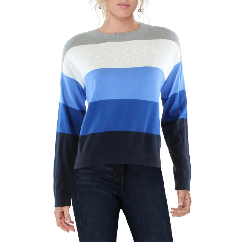 Tommy Hilfiger Womens Colorblock Crewneck Pullover Sweater