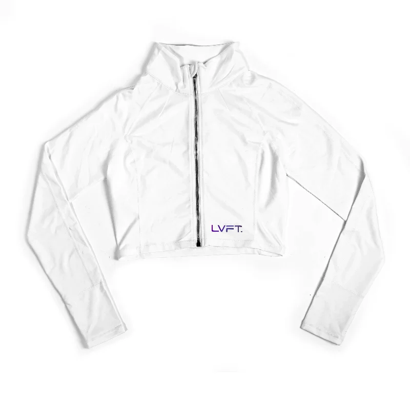 Aerial Crop Zip-Up - White