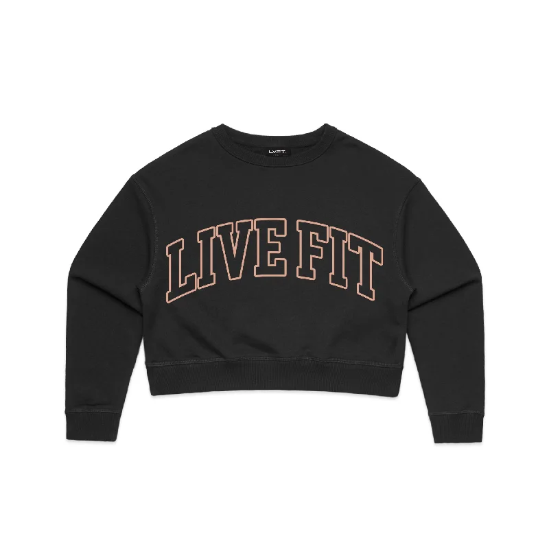 Letterman Crop Crewneck - Black