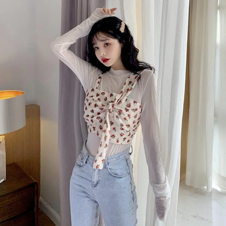 Women's Floral Slim-cut Crop Top