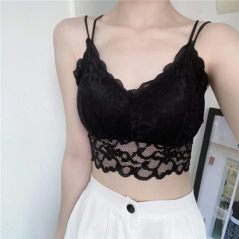 Women's Lace Patterns Slim Fitted Crop Tops